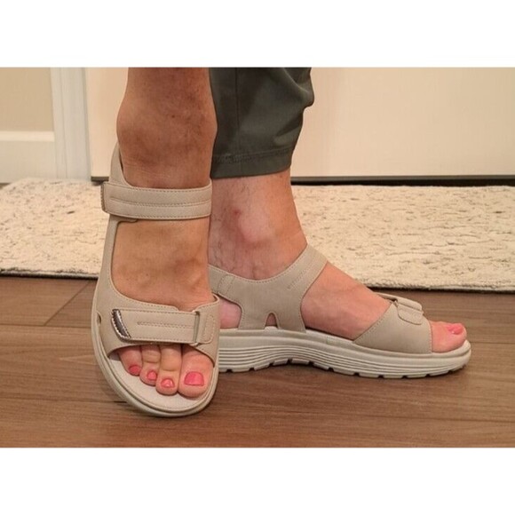 New without Box Vanccy Hook & Loop Fasten Cushioned Sandles Beige/ Cream Size 40 - Picture 4 of 7